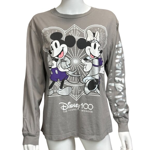 Disney 100 Years Of Wonder Gray Graphic T-Shirt Mickey & Minnie  Unisex Medium - Picture 1 of 7